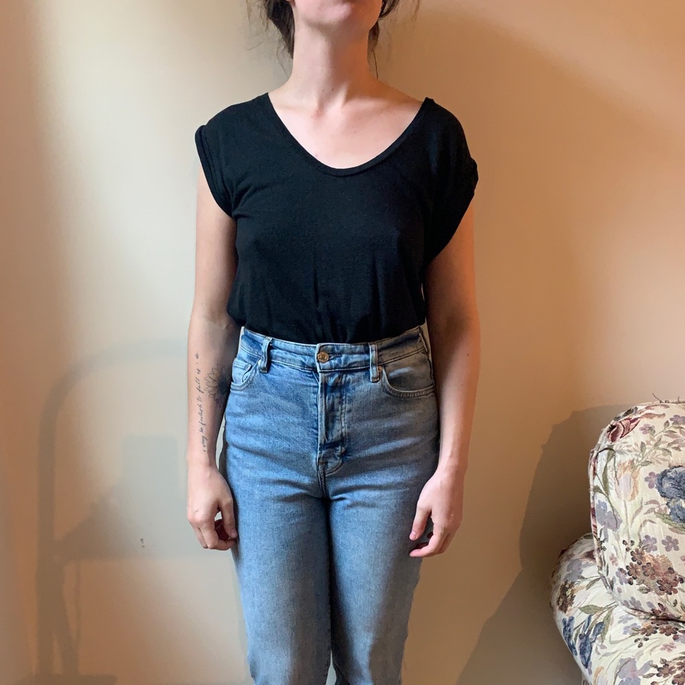 Black linen blouse